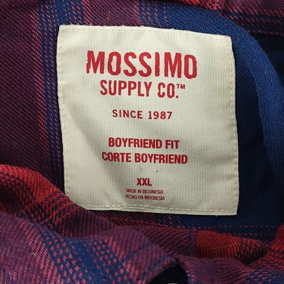 Mossimo Supply Co Blue Red Plaid Cotton Blend Flannel Button Down Shirt Size XXL - Picture 12 of 13